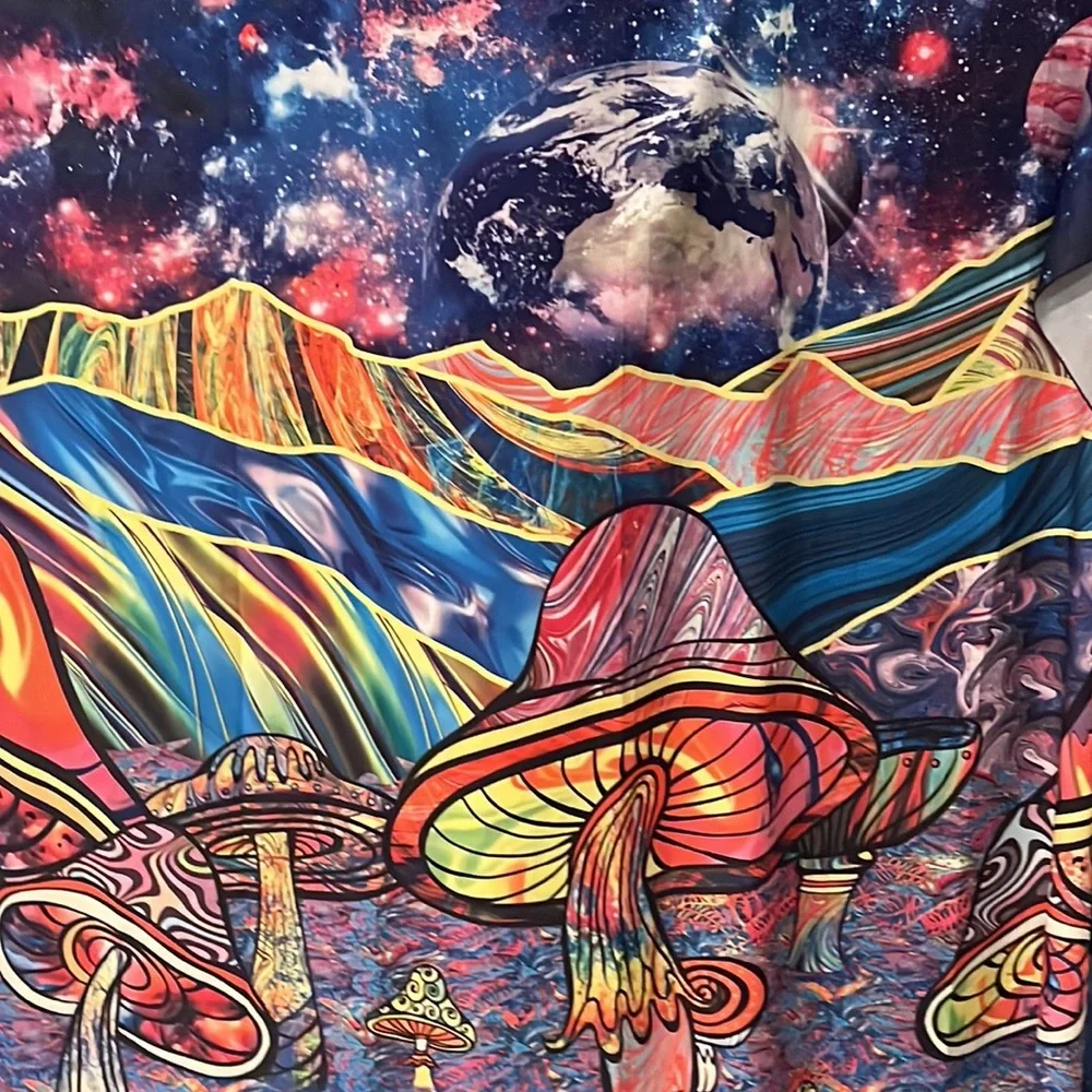 Psychedelic Mushroom Wall Tapestry in Multicolor